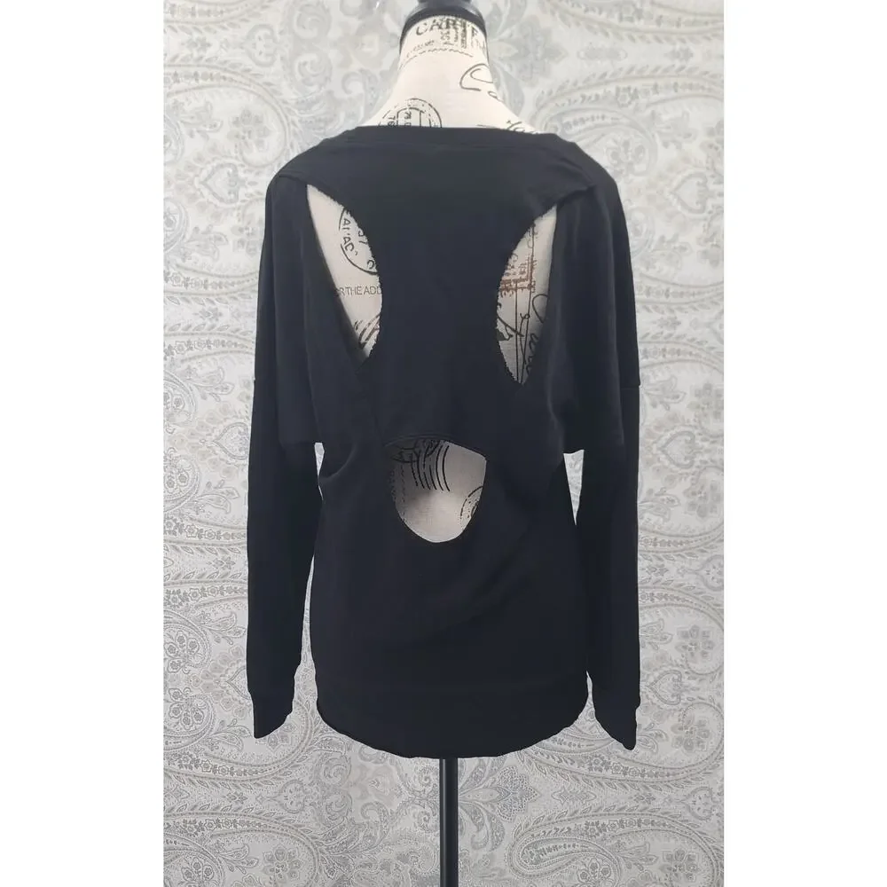 Lanston women's sweatshirt black NWT Size Small Athleisure Cozy Travel top - Picture 4 of 11